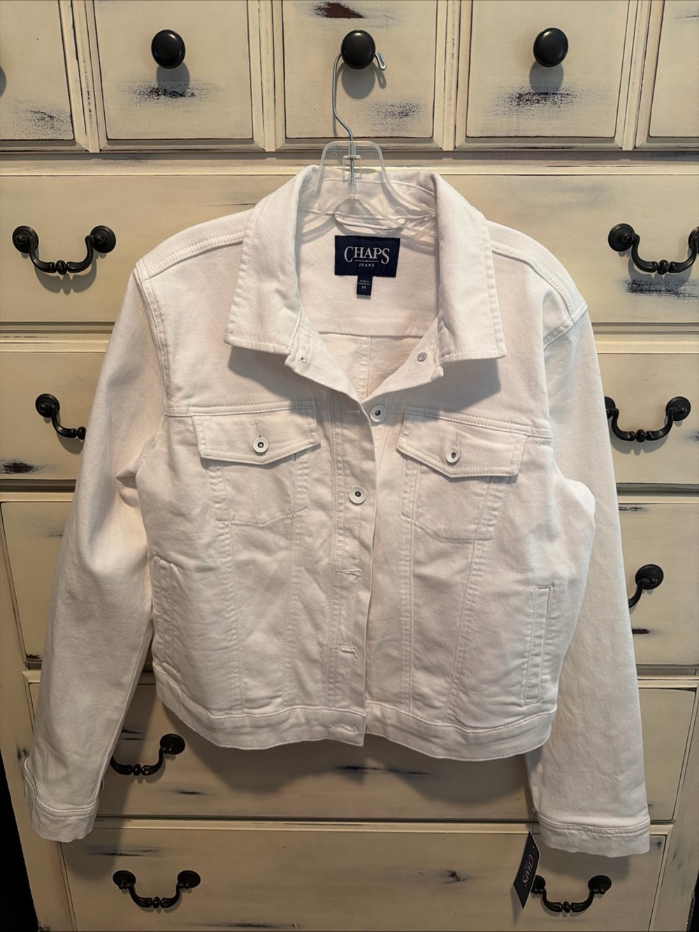 NWT $70 Ralph Lauren Chaps Jeans White Denim Jacket Medium Stretch
